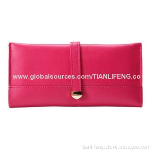 Women's leather wallet, long section, slim